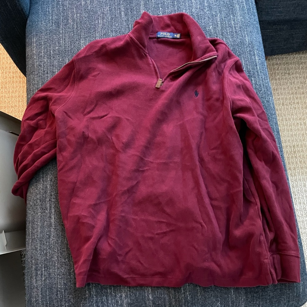 Polo Maroon Quarter Zip Sweater XXL
